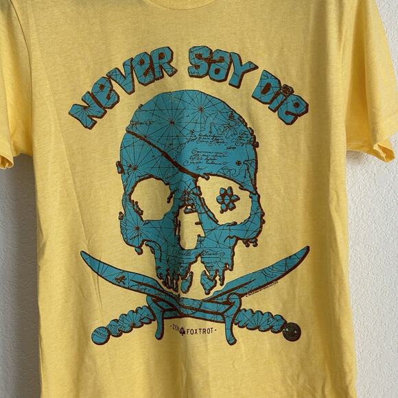 Zero‎ Foxtrot Never Say Die Tee Yellow Men's T-shirt Small NEW - Picture 1 of 8